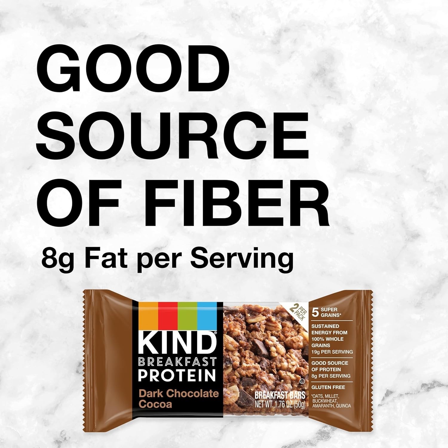 KIND Breakfast Gluten Free Dark Chocolate Cocoa Protein Snack Bars – 12 Count