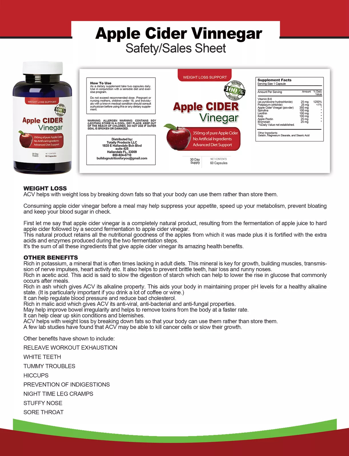 Cholesterol Support Heart Health & Apple Cider Vinegar Weight Management 60 Caps