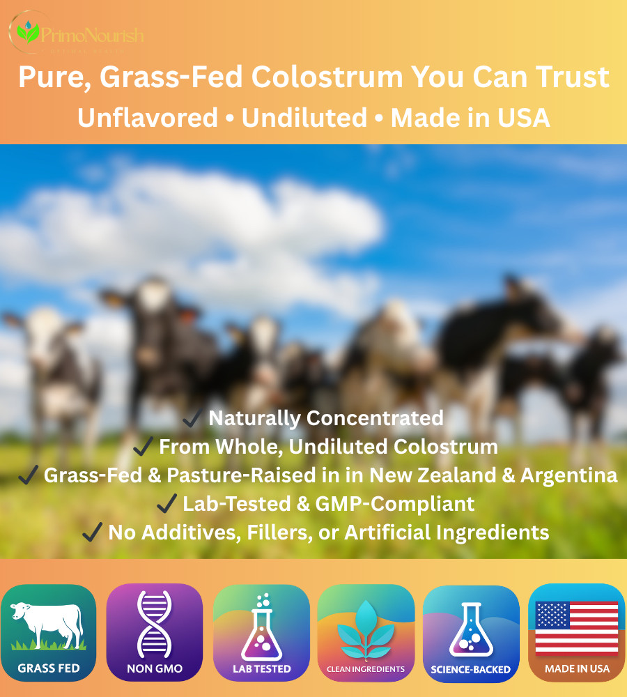 4 Jars Grass-Fed Bovine Colostrum Powder – 960g=2.11 lb – Immune & Gut Support