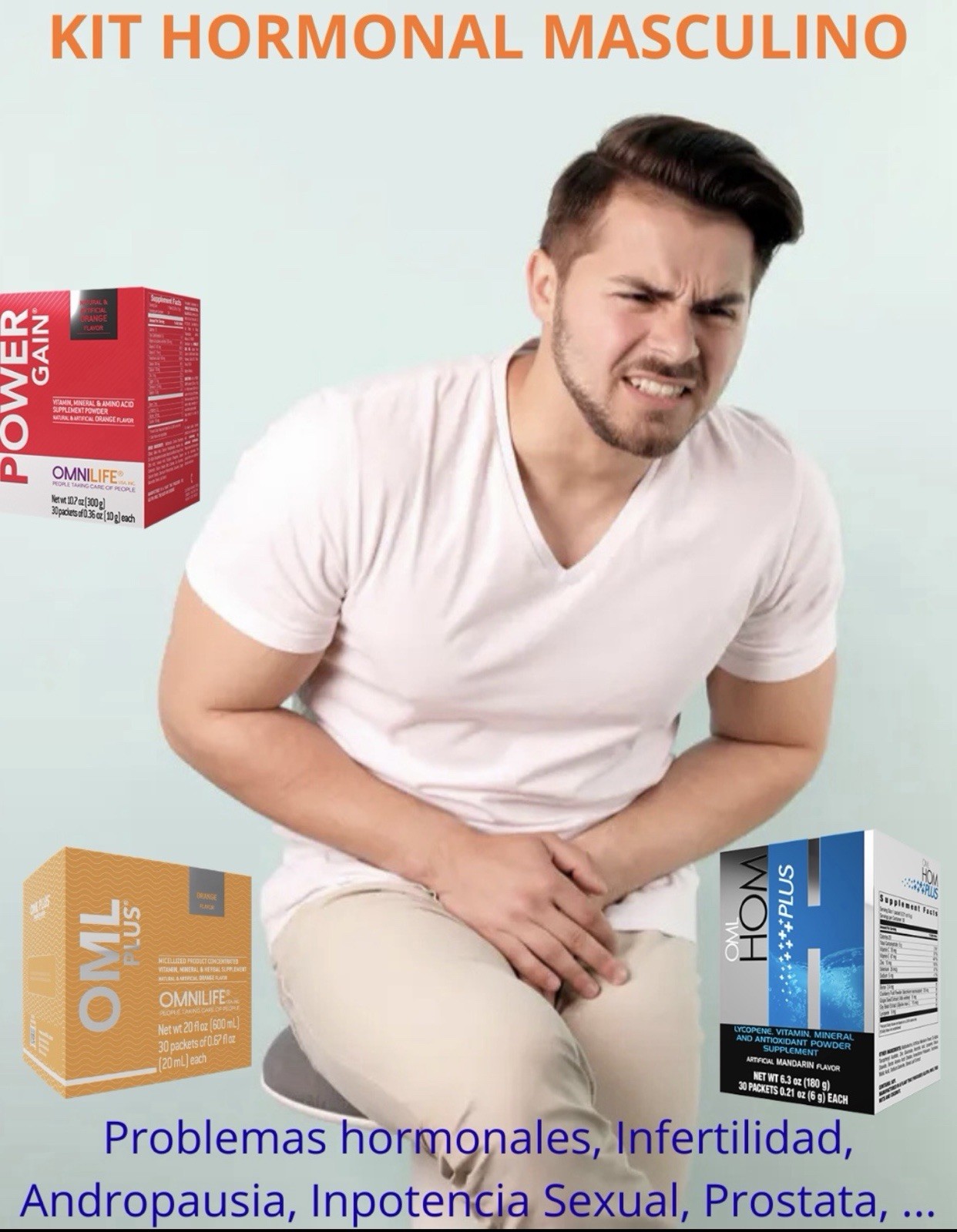 Kit Hormonal Masculino OML Hom Plus + Power Gain + OML Plus Orange. Free Shippin