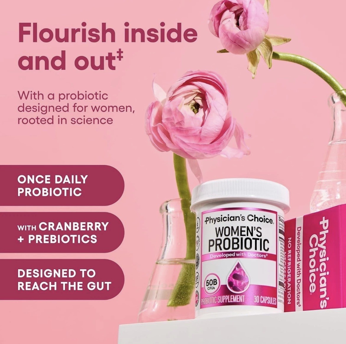 NEW Physician’s Choice Women’s Probiotic – 50 Billion CFU – Organic Prebiotic