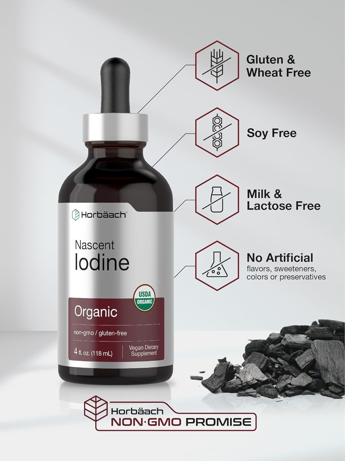 Nascent Iodine Liquid Tincture Supplement 4 oz Vegan Non-GMO Gluten Free Pure