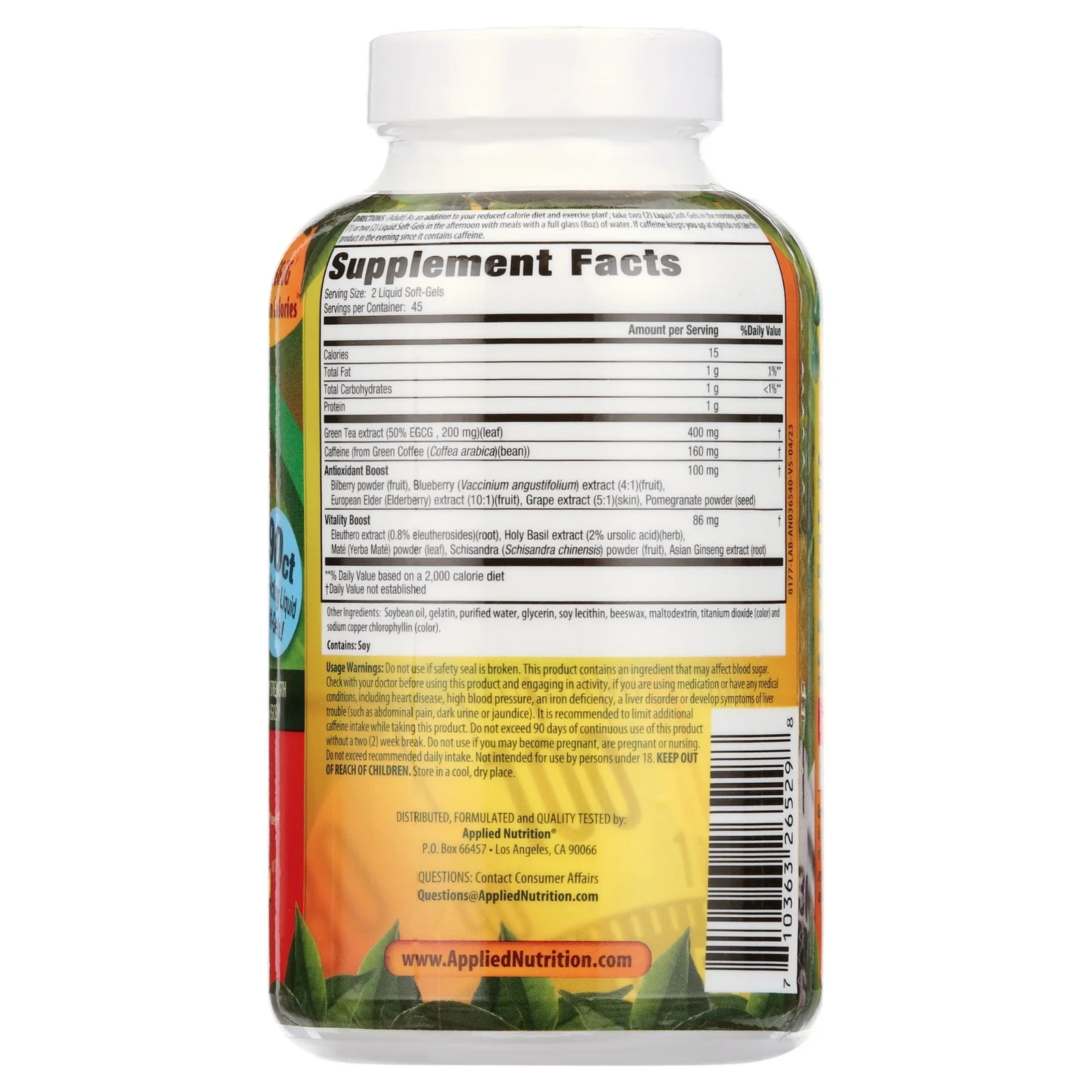 Green Tea Extract Supplement 90 Softgels for Metabolism & Antioxidant Support
