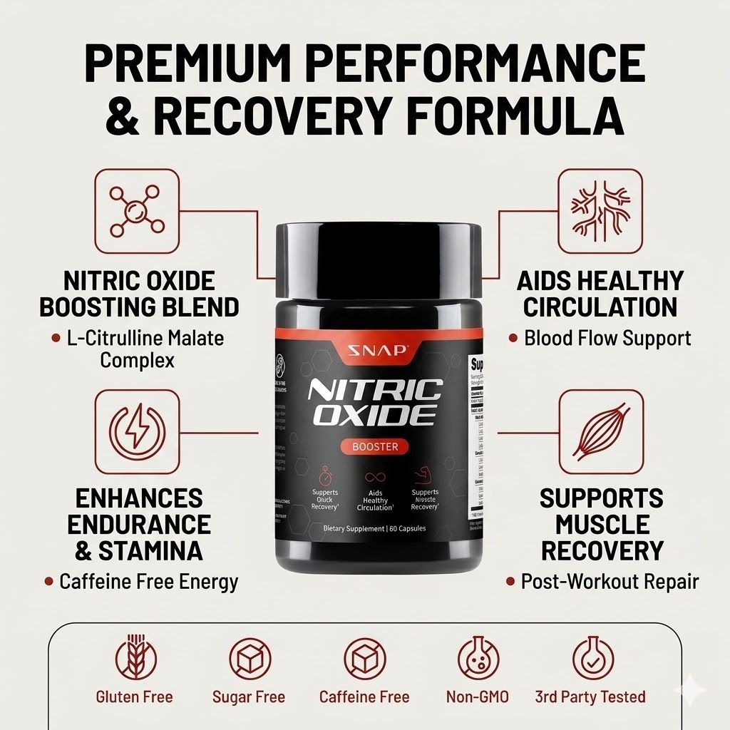 SNAP Nitric Oxide Booster 2-Pack Healthy Circulation Muscle Recovery 120 Caps
