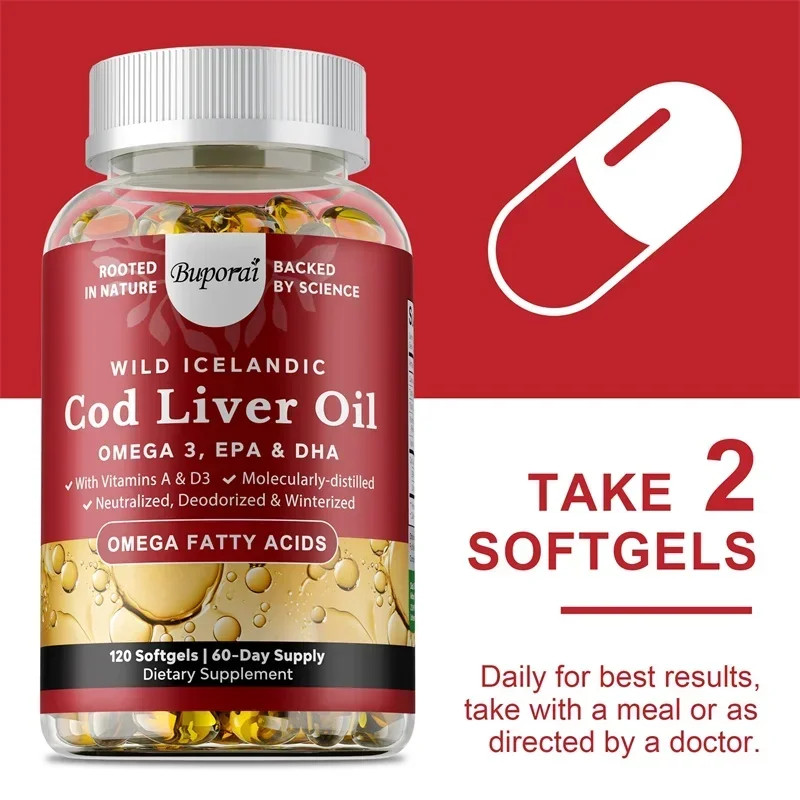 COD Liver Oil 240pcs,Strengthen The Brain, Bones,Improve Memory and Intelligence