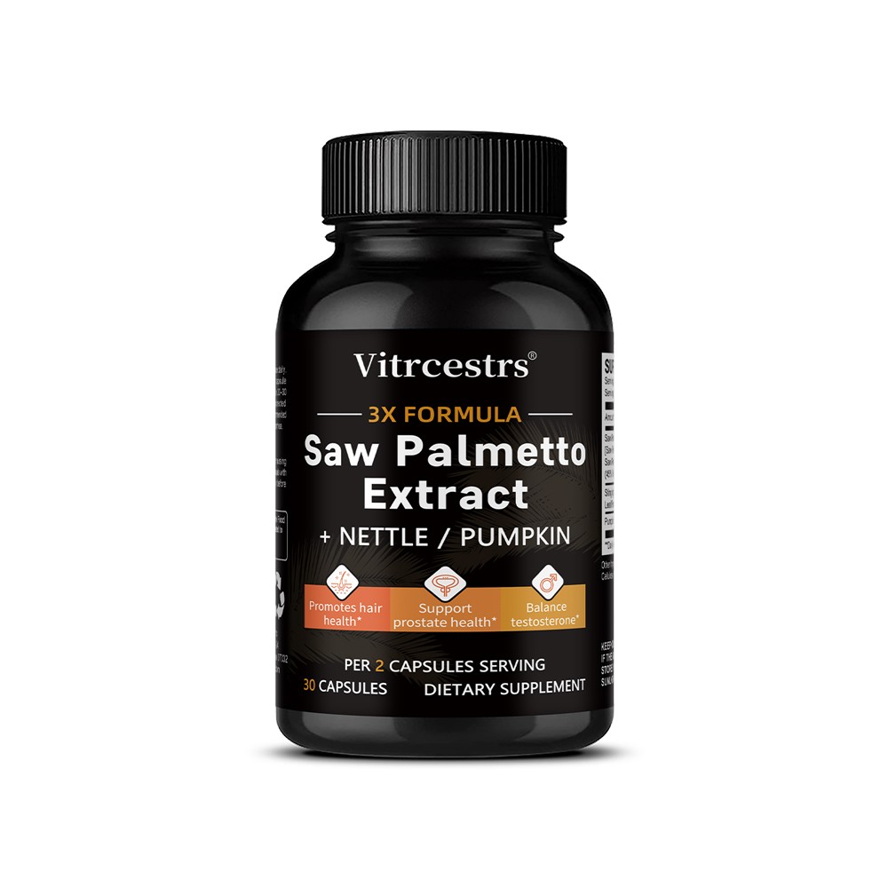 Men Strength Saw Palmetto For Prostate,Hair Thickness & Hormone Capsule 30~120CT