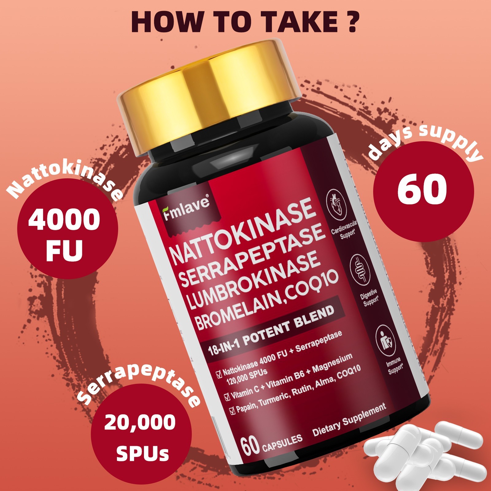 4 Pack Nattokinase Supplement 4000 FU 180 Capsules Non-Gmo, Gluten Free Exp 2027