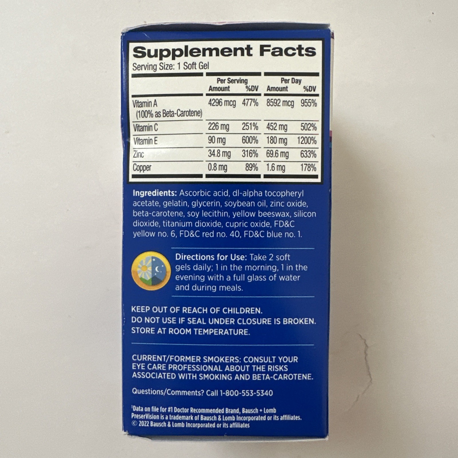 (1) PreserVision AREDS Soft Gels, Original Formula, 120 softgels Exp. 10/26