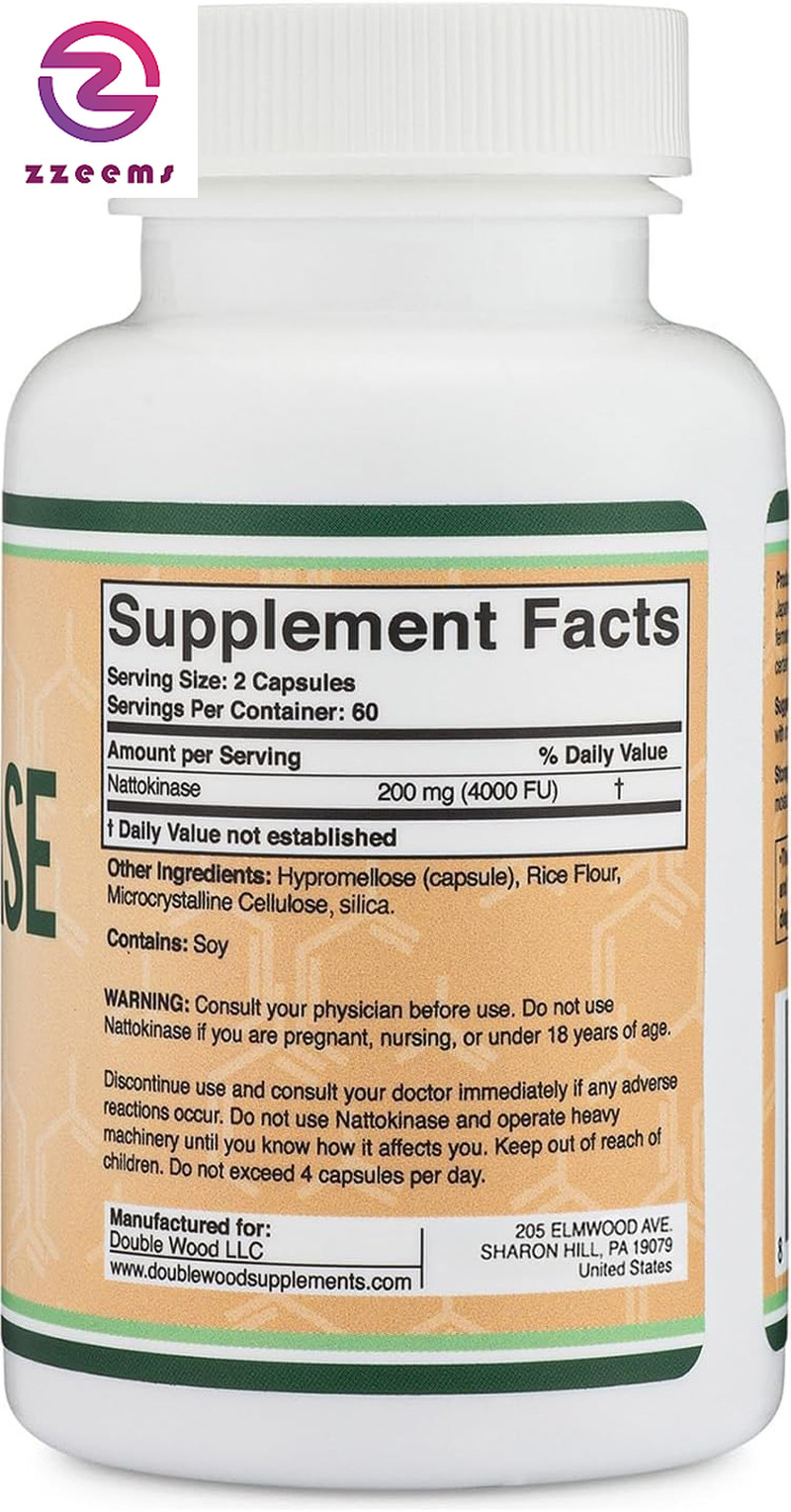 Nattokinase Supplement 4,000 FU Servings, 120 Capsules (Derived from Japanese Na