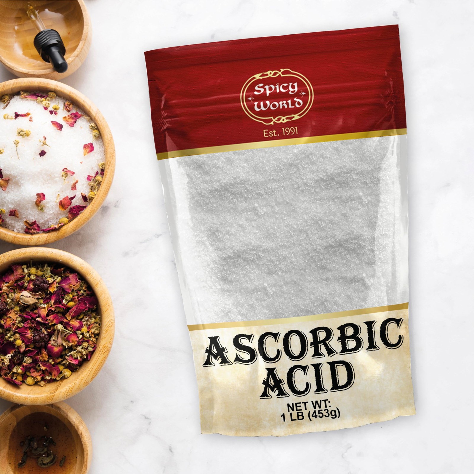 Spicy World Ascorbic Acid 1 LB Bulk Bag – Pure Vitamin C 16 Ounce (Pack of 1)