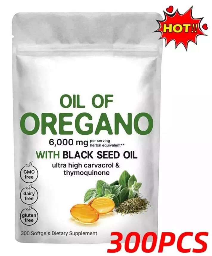 Ingredients Natural Oil of Oregano 300 Softgels Formulated with Black Seed Natur
