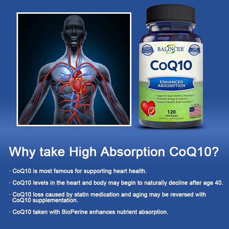 Coenzyme Q10 400mg Supplement Promote Heart Cardiovascular Wellness 120 Capsules