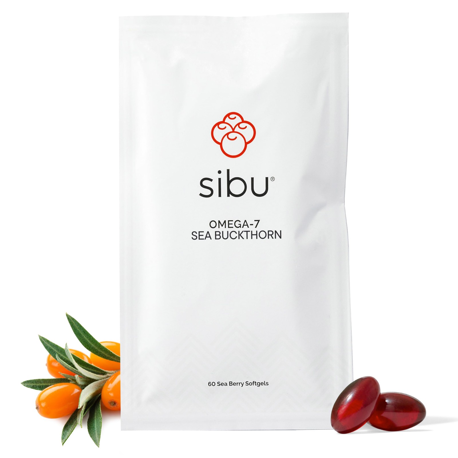 sibu Sea Buckthorn Omega-7 Softgels (30-Day 1 Count (Pack of 60), White