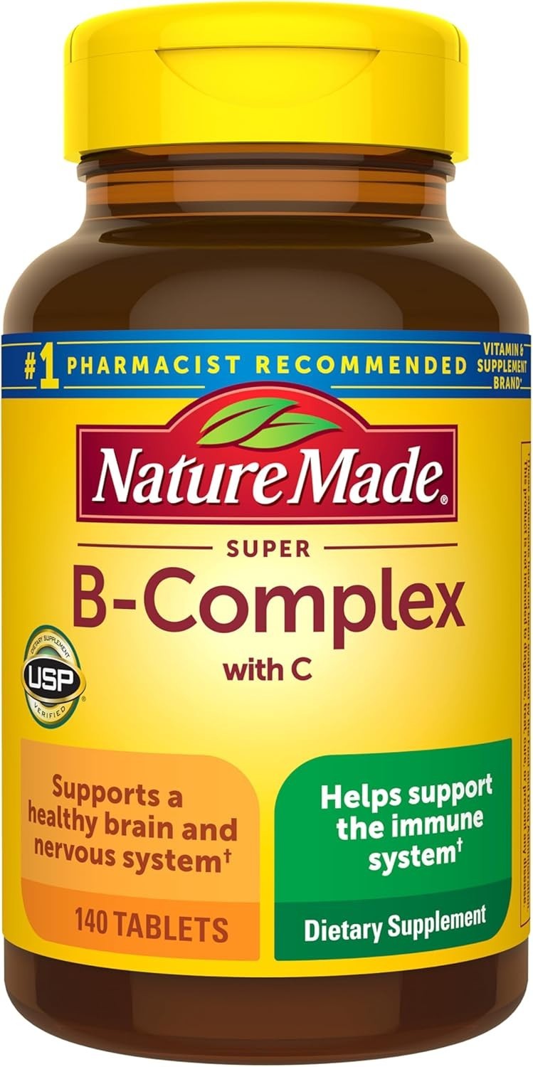 Super B-Complex with Vitamin C B-12 B-6 Folic Acid Biotin, 140 Tabs Gluten Free