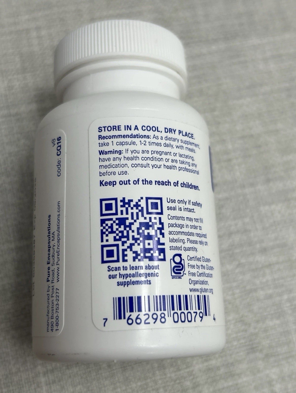 Pure Encapsulations CoQ10 120mg 60 Capsules vitamin