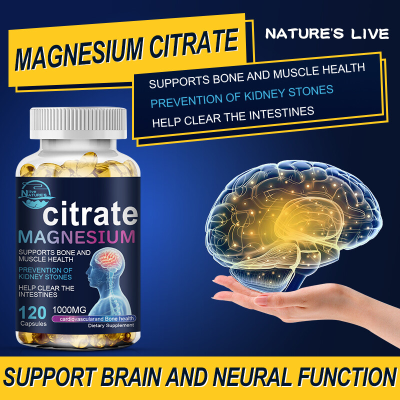 Magnesium Citrate 1000mg Capsules Super Strong Effective Vegan Capsules 2x120ct