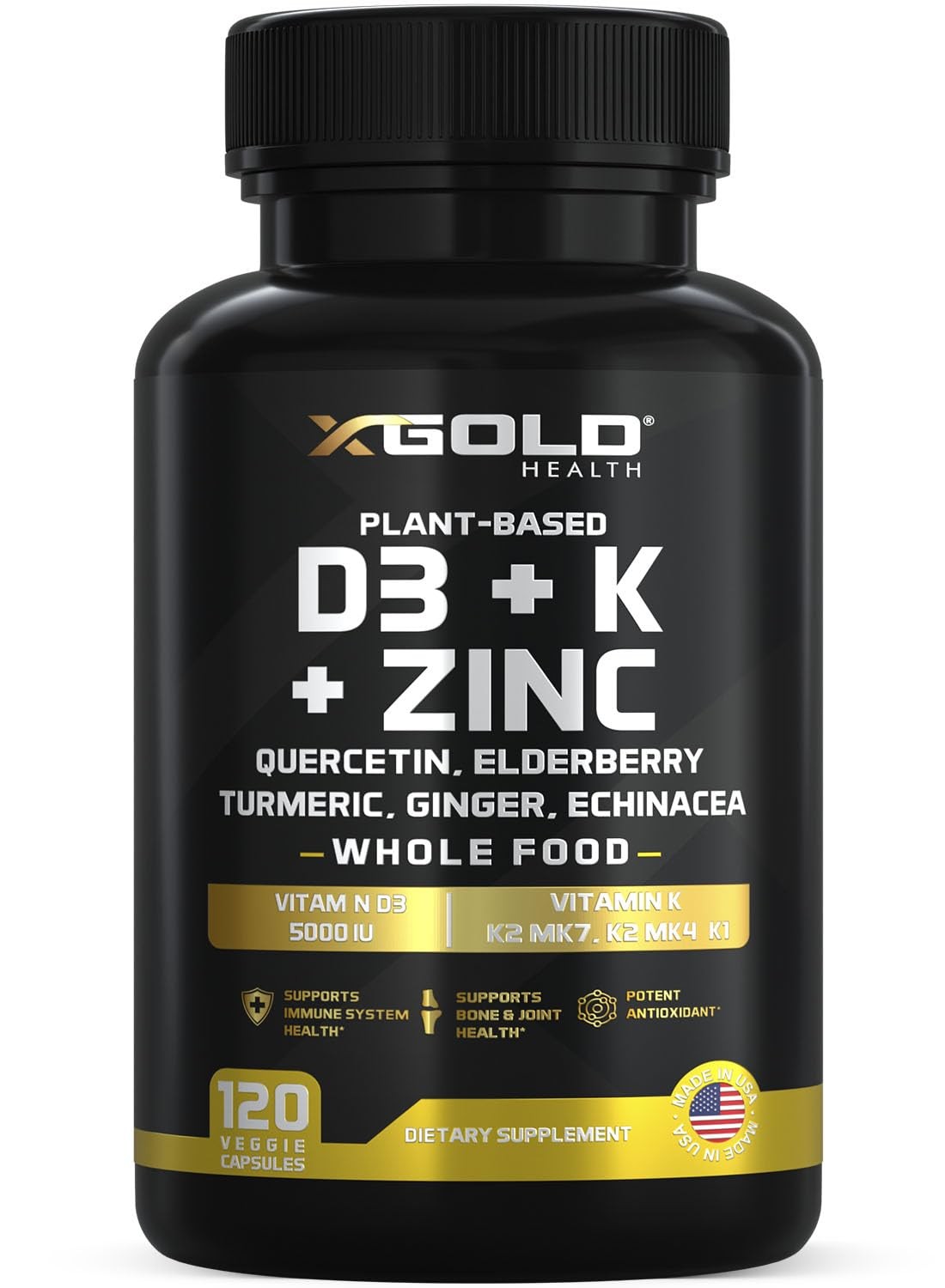 Vitamin D, K2, K1, Zinc, Quercetin, Elderberry, Turmeric, Ginger Echinacea W…