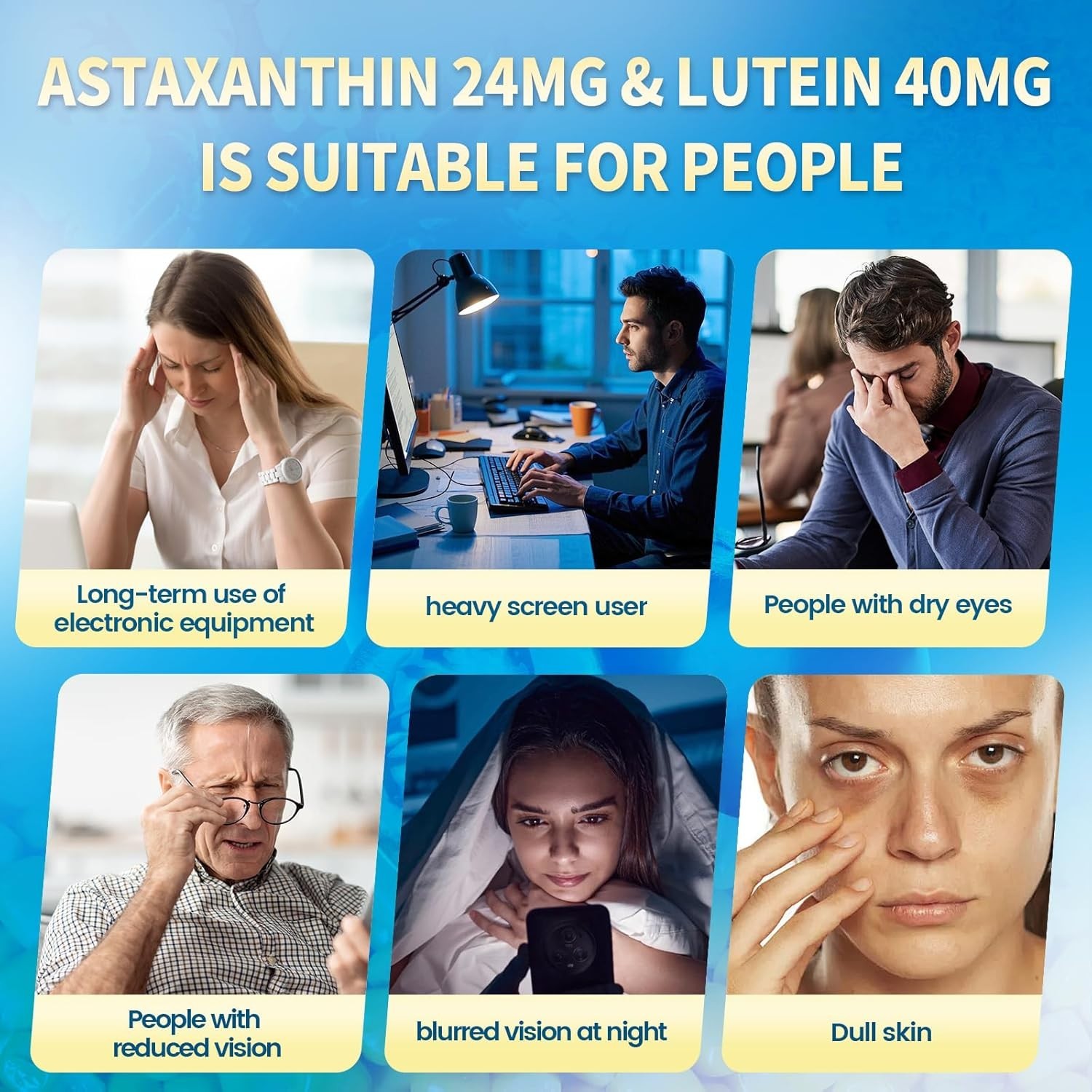 6- Supply of Astaxanthin 24mg & Lutein 40mg Softgels for Daily Wellness