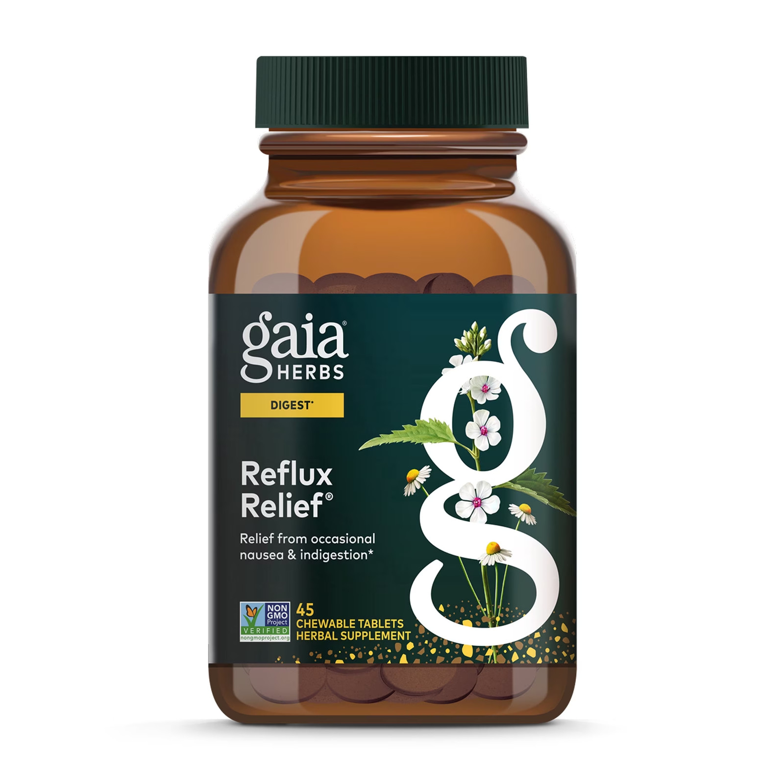 Gaia Herbs Reflux Relief Digestive Comfort Support Supplement- (45 Servings)