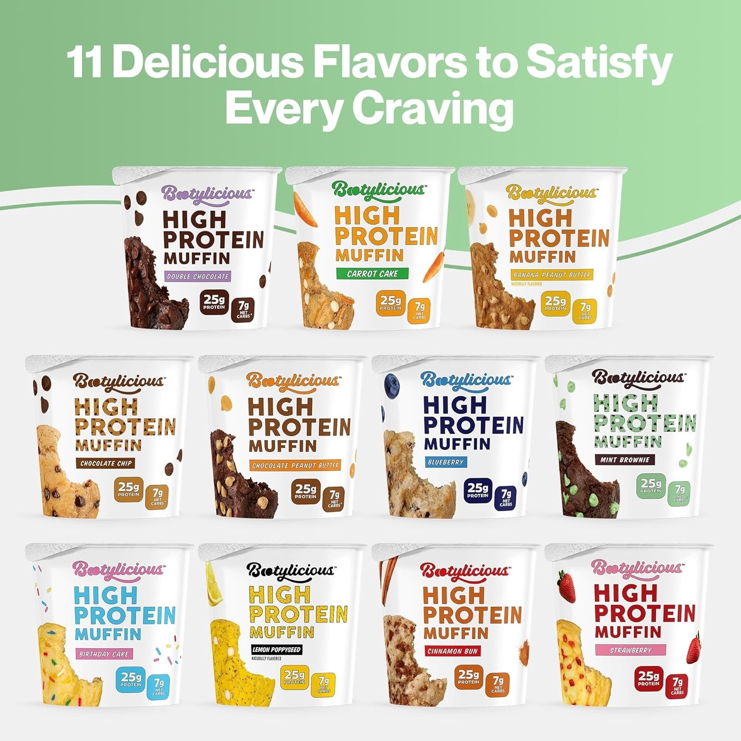 High-Protein Muffin | 25g Protein, 7g Net Carbs, 2.32-2.75oz Cup, 12-Pack Var…