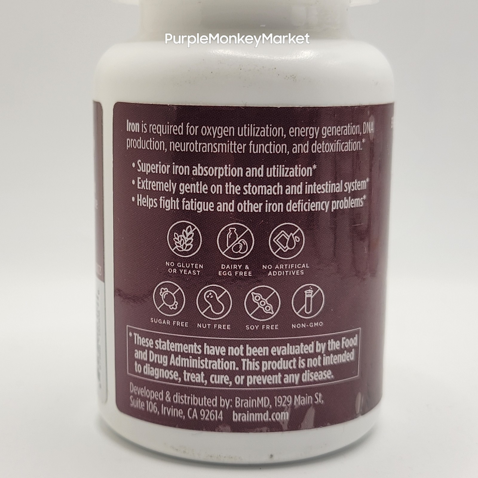 BrainMD IRON – 30 Capsules – Gentle & Easily Absorbed