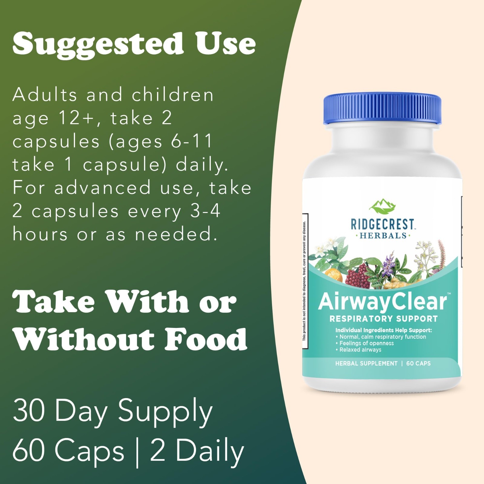 AirwayClear Lung Health Supplements – Schisandra, Cassia & Ginger – Vegan, Glute