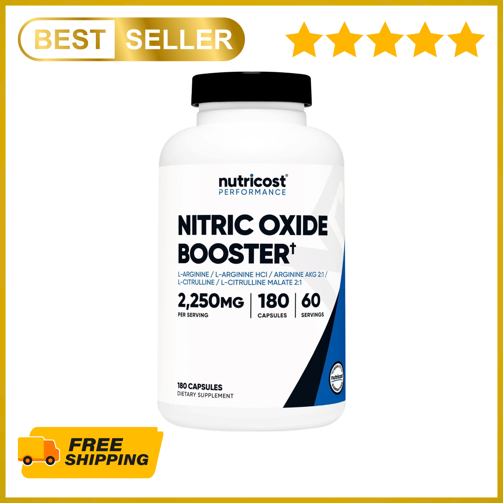 Nutricost Nitric Oxide Booster 750mg, 180 Capsules, 60 Servings