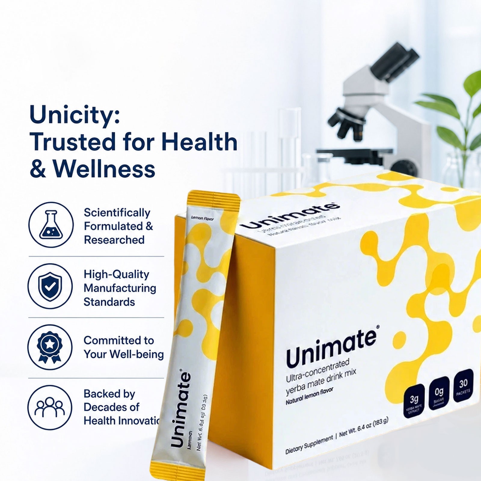 New Unimate Leamon Flavor Supplement-30 Individual Stick Packs- EnergizingQ6