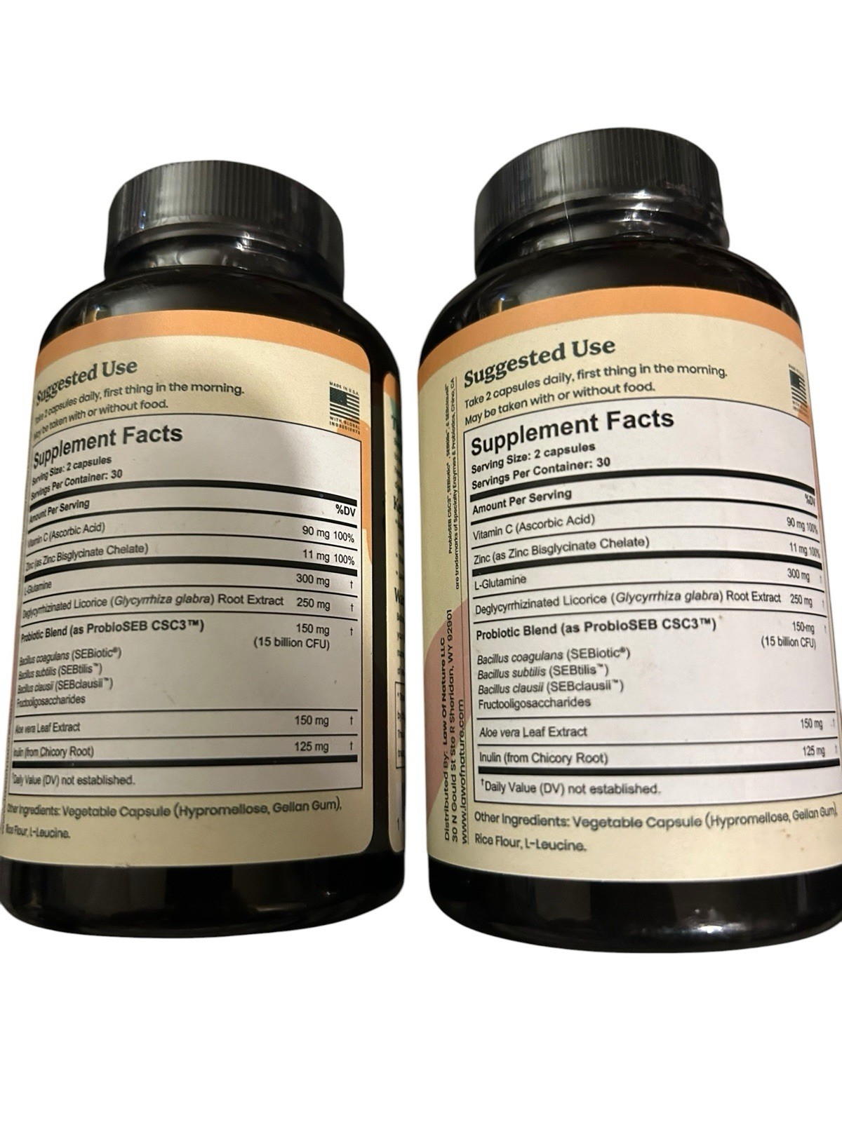 2 New LAW NATURE BEST DAYS FORMULA GUT HEALTH 60 CAPSULES GLUTEN FREE