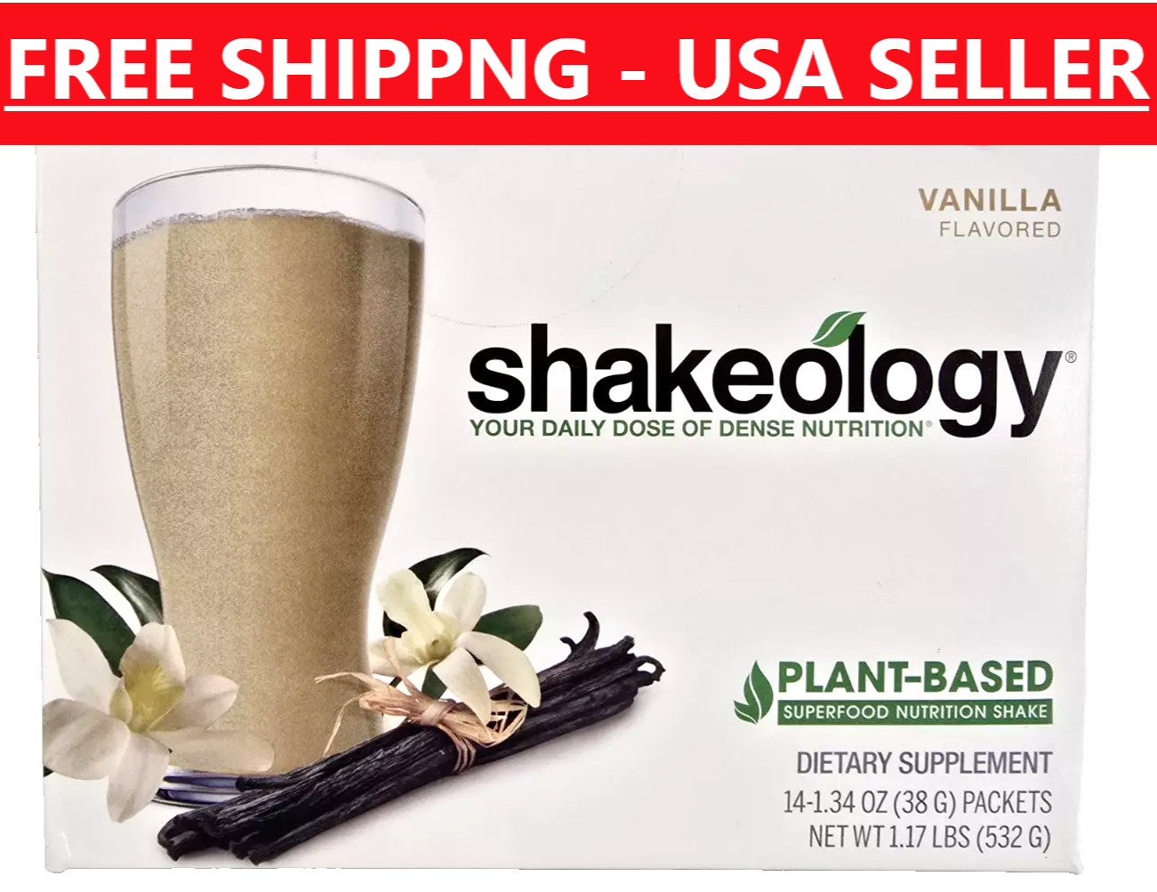 Full Sealed Box of CREAMY VEGAN VANILLA SHAKEOLOGY Packets- Best By 8/26