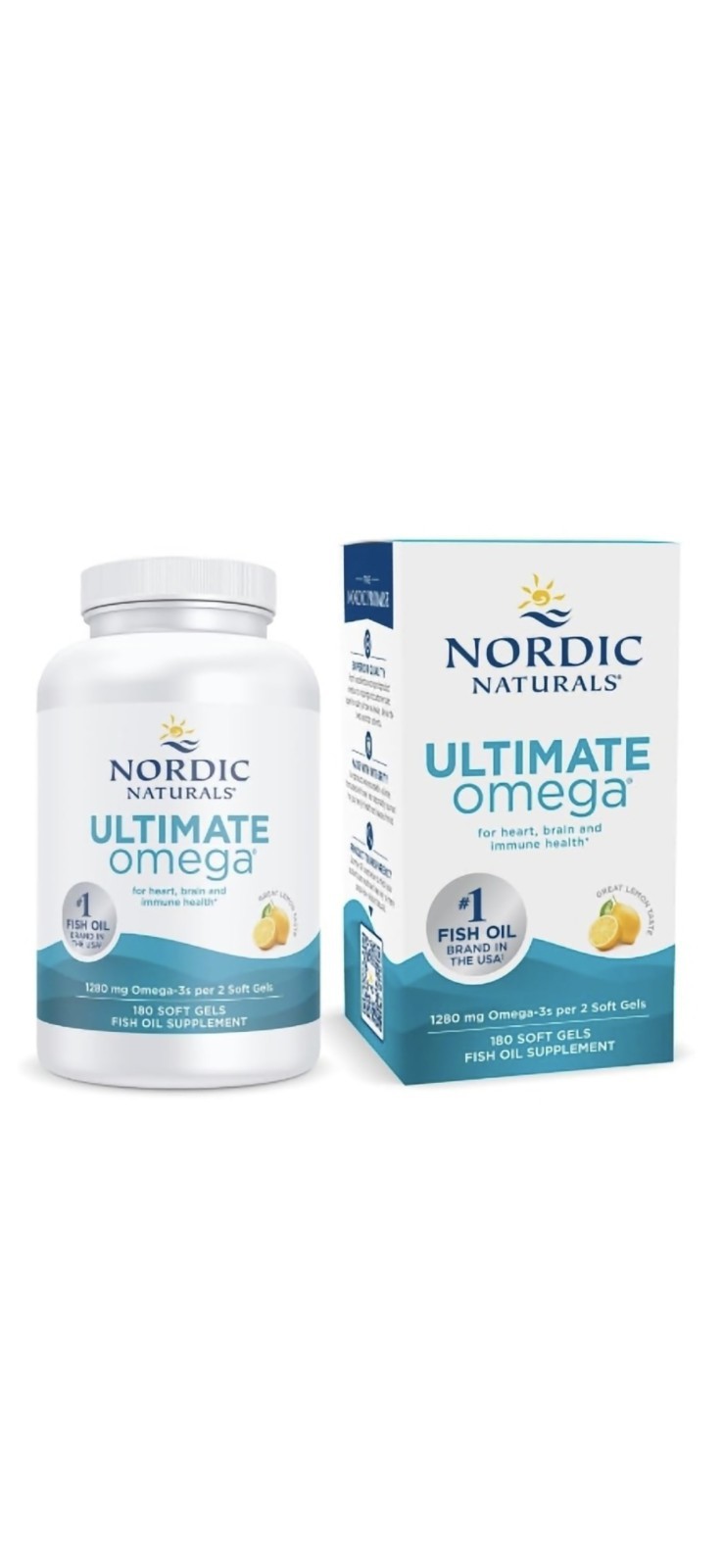 Nordic Naturals Ultimate Omega 3 – 1280 mg 180 Softgels Lemon Flavor Exp 02/2027