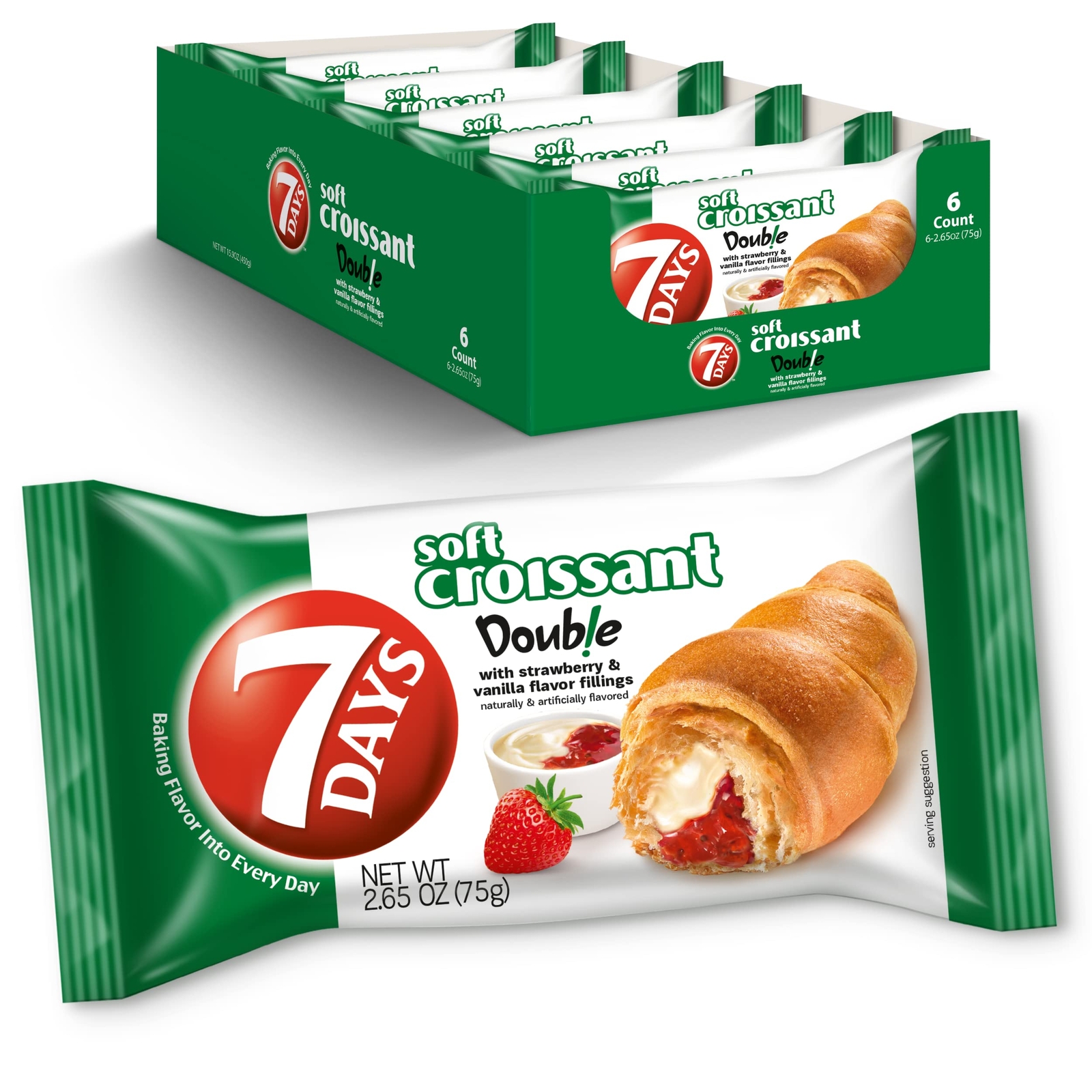 6 Pack Strawberry Vanilla Croissants Individually Wrapped On The Go Snack