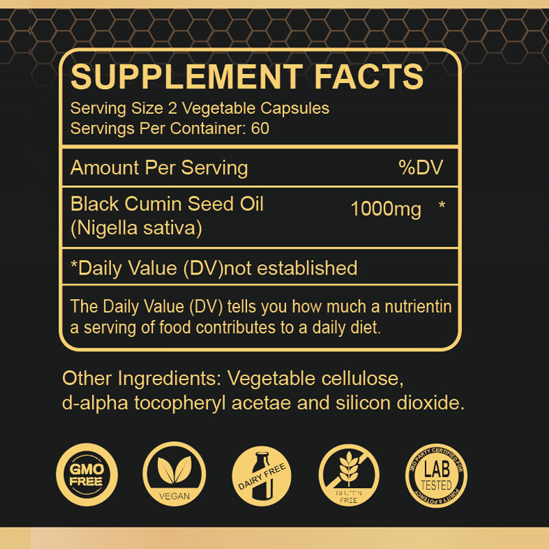 240 Black Seed Oil 1000mg – 100% Pure Organic COLD PRESSED Cumin Nigella Sativa