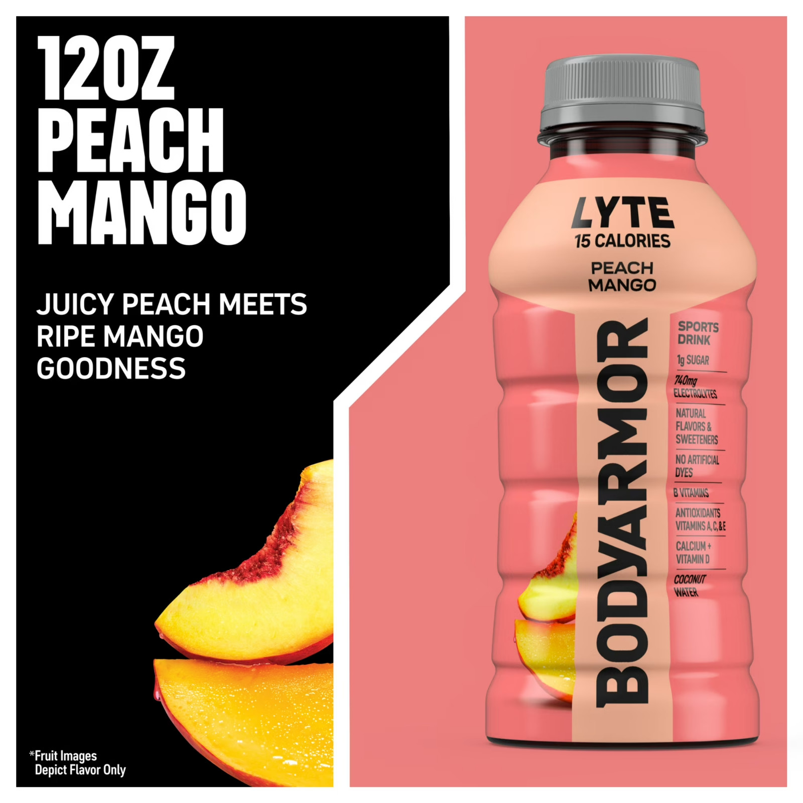 BODYARMOR Lyte peach Mango Electrolyte sports Drink 12 fl oz 8 Pack Bottles…..