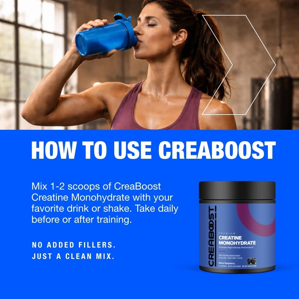 High-Purity Creatine Monohydrate Powder – Black Raspberry Flavor, Muscle Gain &