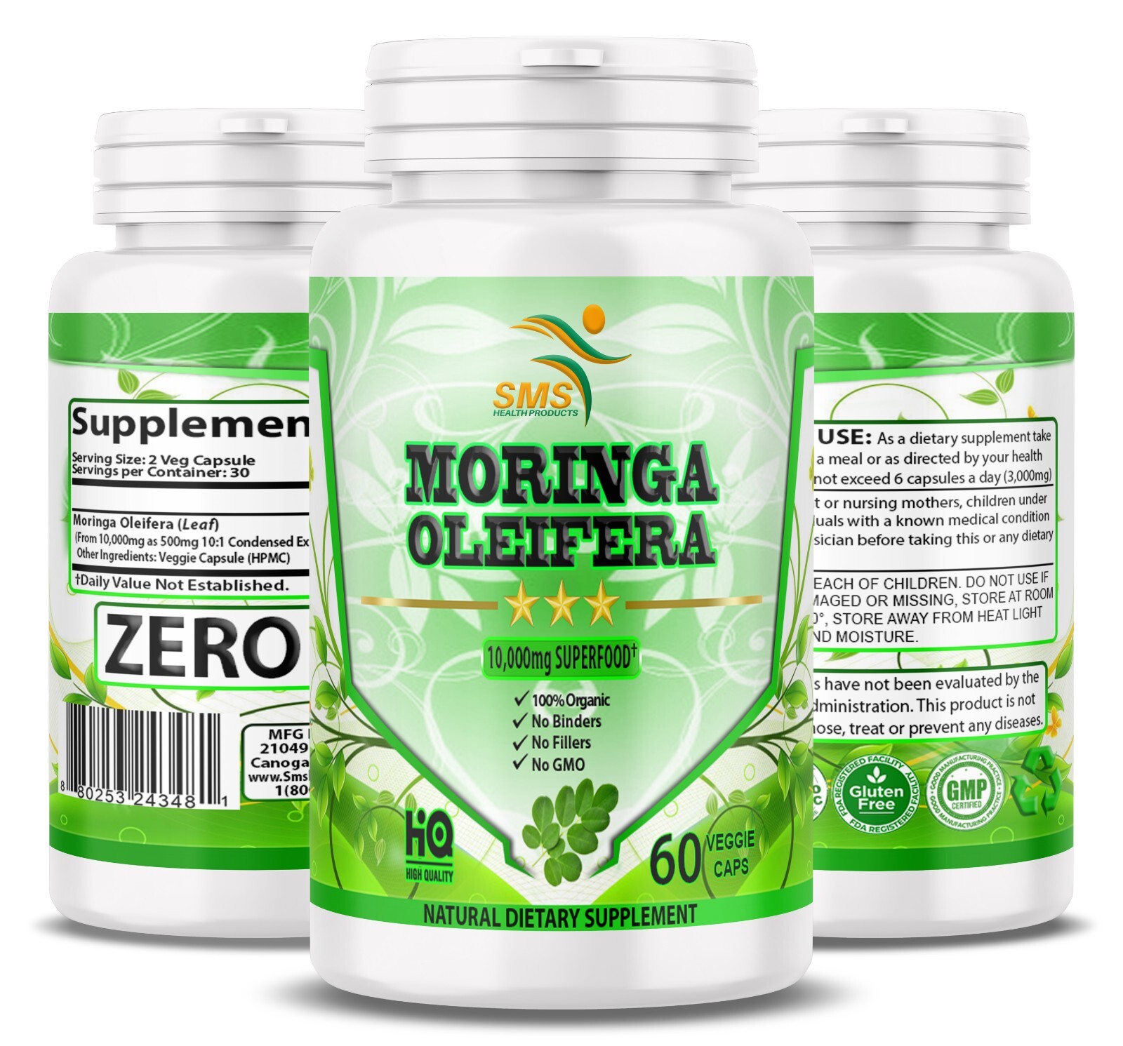 Moringa Oleifera Organic, Natural, 100% Pure Pills – 60 Capsule MORINGA 10,000mg