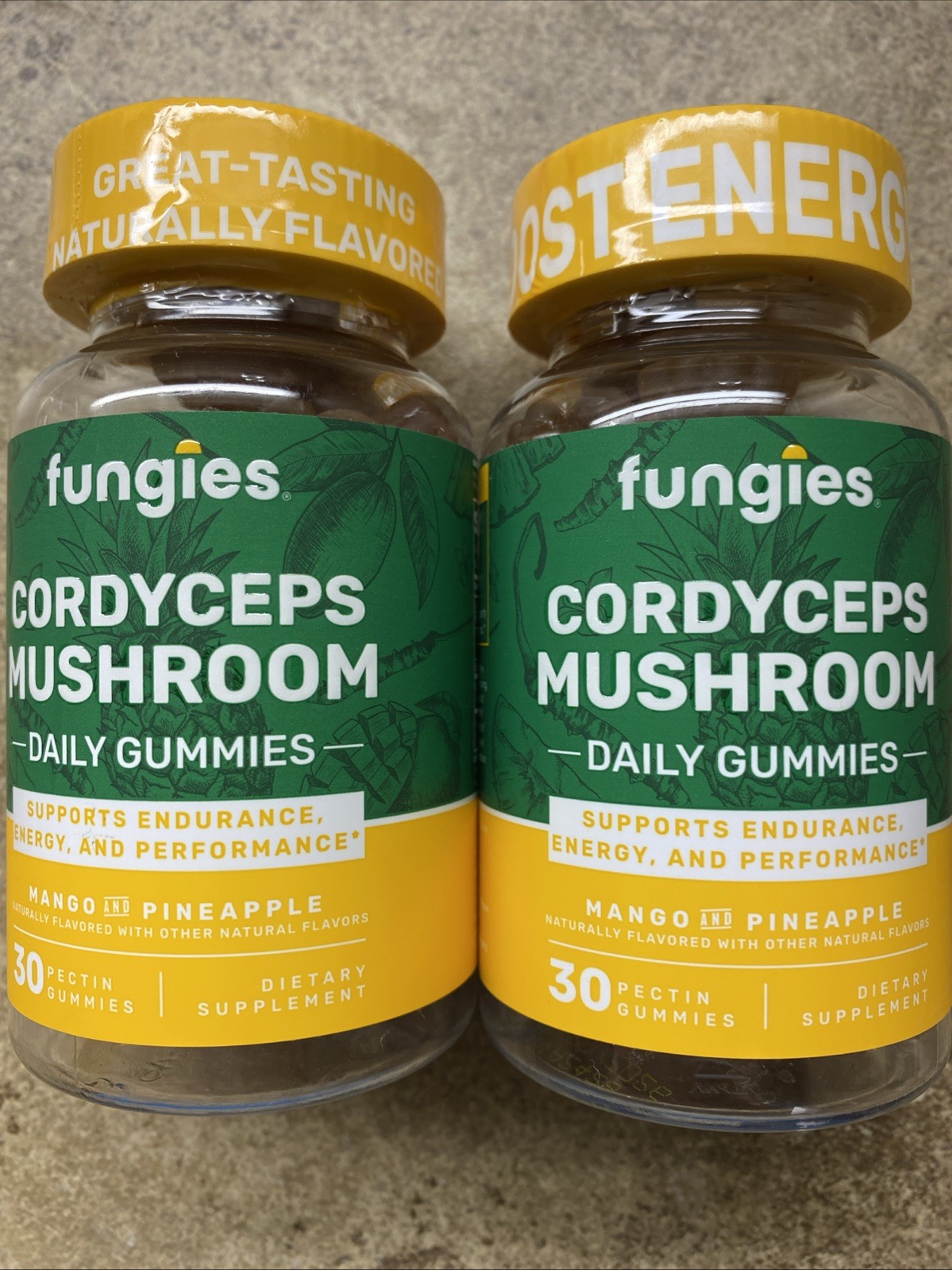 2 Fungies Cordyceps Mushroom Energy Support Gummies 90Ct Mango Pineapple 09/26