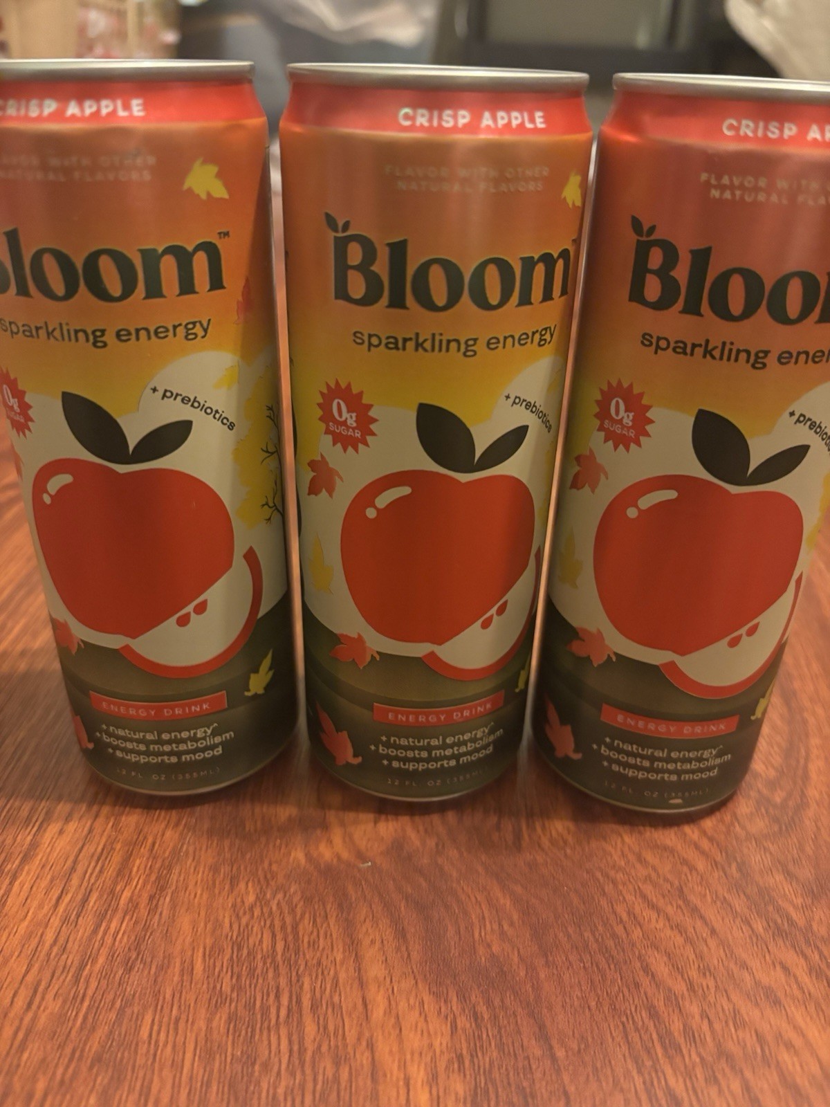 Bloom Sparkling Energy Crisp Apple 12 fl oz 3 Pack New Sealed
