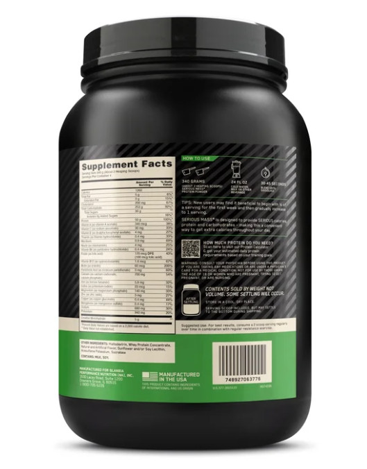 Optimum Nutrition Serious Mass Weight Gainer, Vanilla, 3 lb