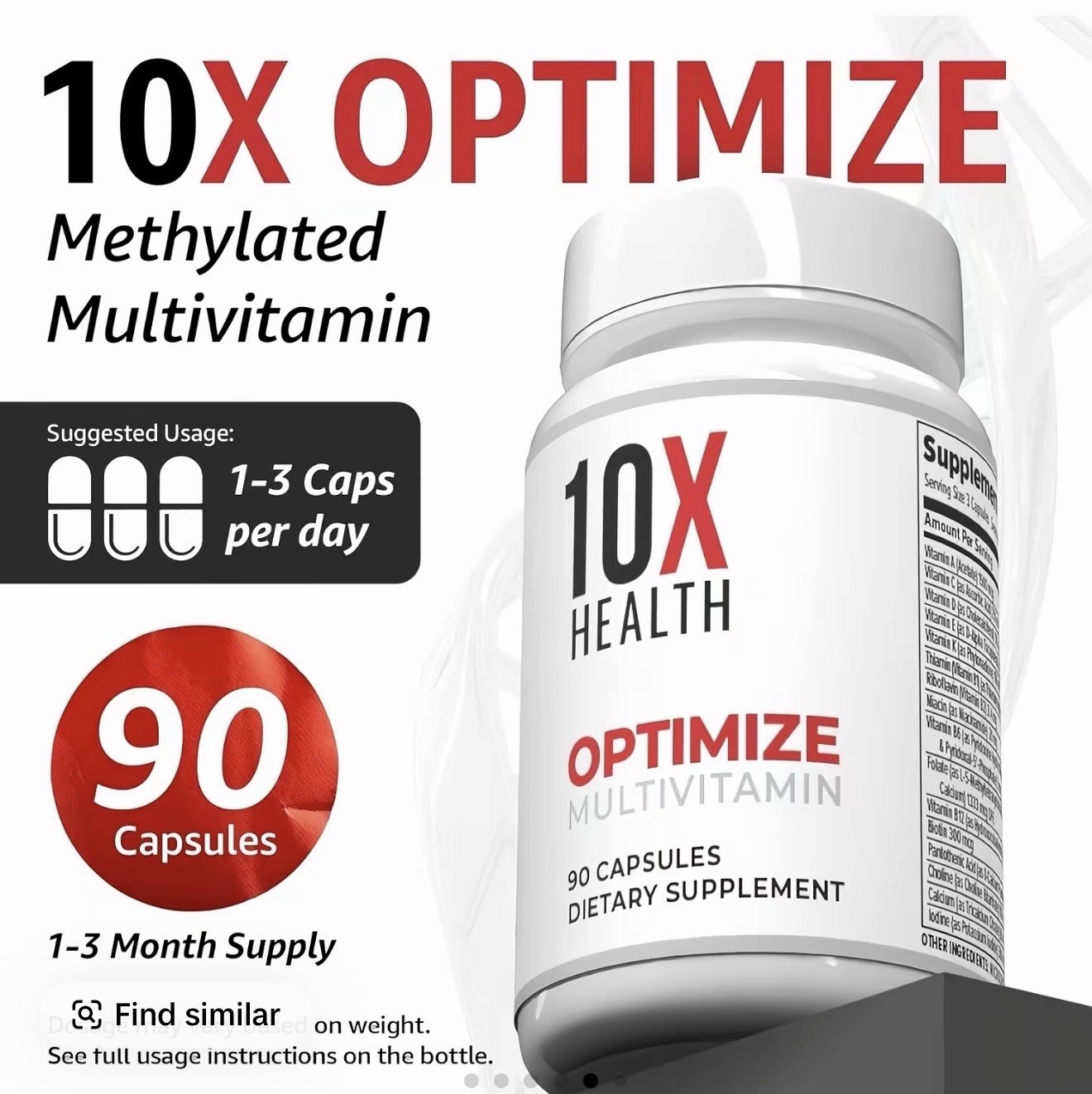 10X Health Optimize Multivitamin for Men – 90 Capsules, Methylated Multivita…