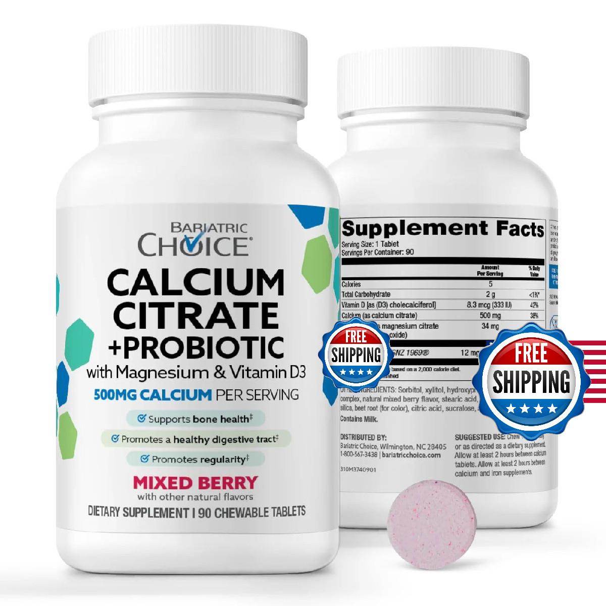 Bariatric Choice Chewable Calcium Citrate 500Mg Vitamin D3 For Bariatric