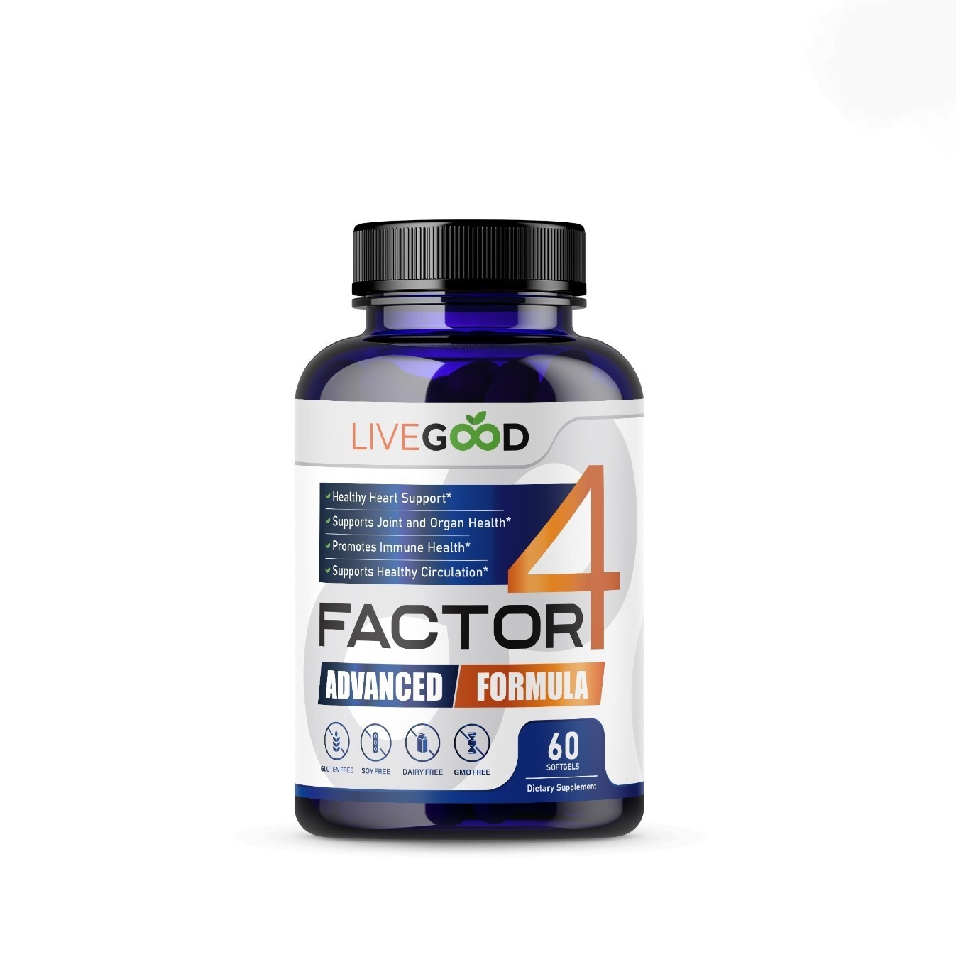 (1) Bottle LiveGood Factor4 – Advanced Inflammation Management – 60 Capsules