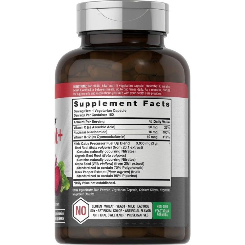 Horbaach Nitric Oxide Max Beet Root 180 Veg Caps Non GMO – 1/2/3 Bottles