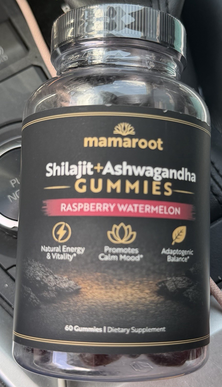 Shilajit + Ashwagandha Gummies 60ct Vegan Non-GMO Raspberry Watermelon exp 01/28