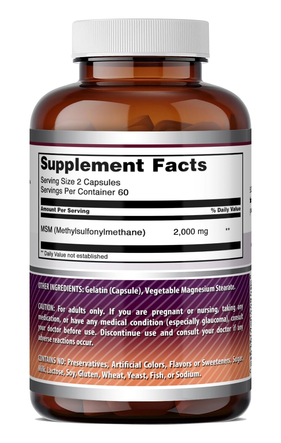 Msm Supplement 2000mg Methylsulfonylmethane Capsules Powder Benefits Dosage