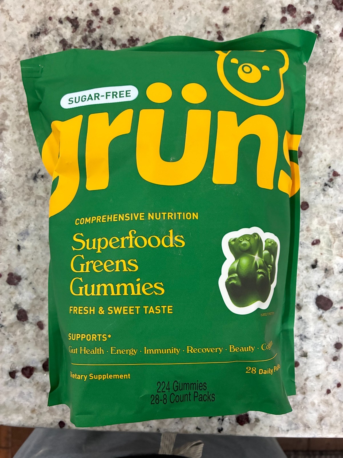 Gruns Superfoods Greens Gummies Sugar-free – (28) 8 count packs