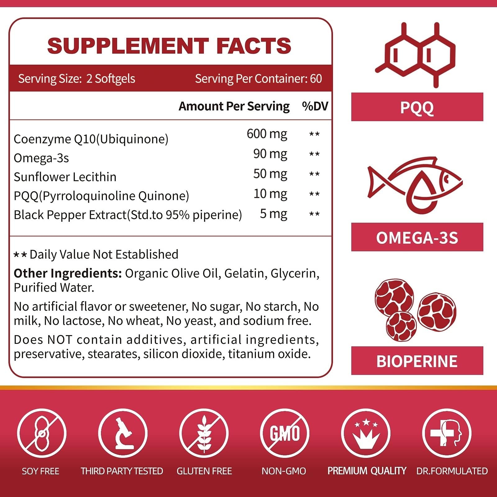 Zebora Coq10-600Mg-Softgels – Extra Strength Coenzyme Q10 Pqq Omega-3 Bioperine
