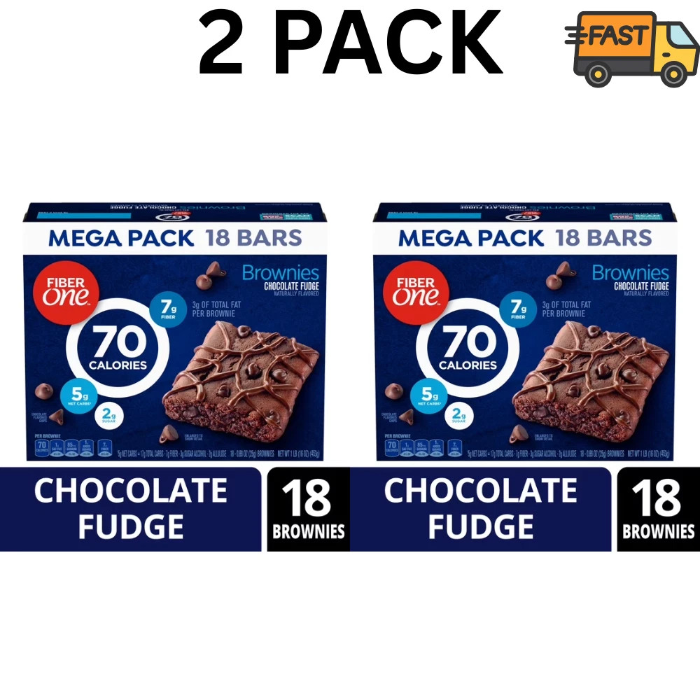 Fiber One Chocolate Fudge Brownies 70 Calorie Snack Bars 18 Ct Pack of 2