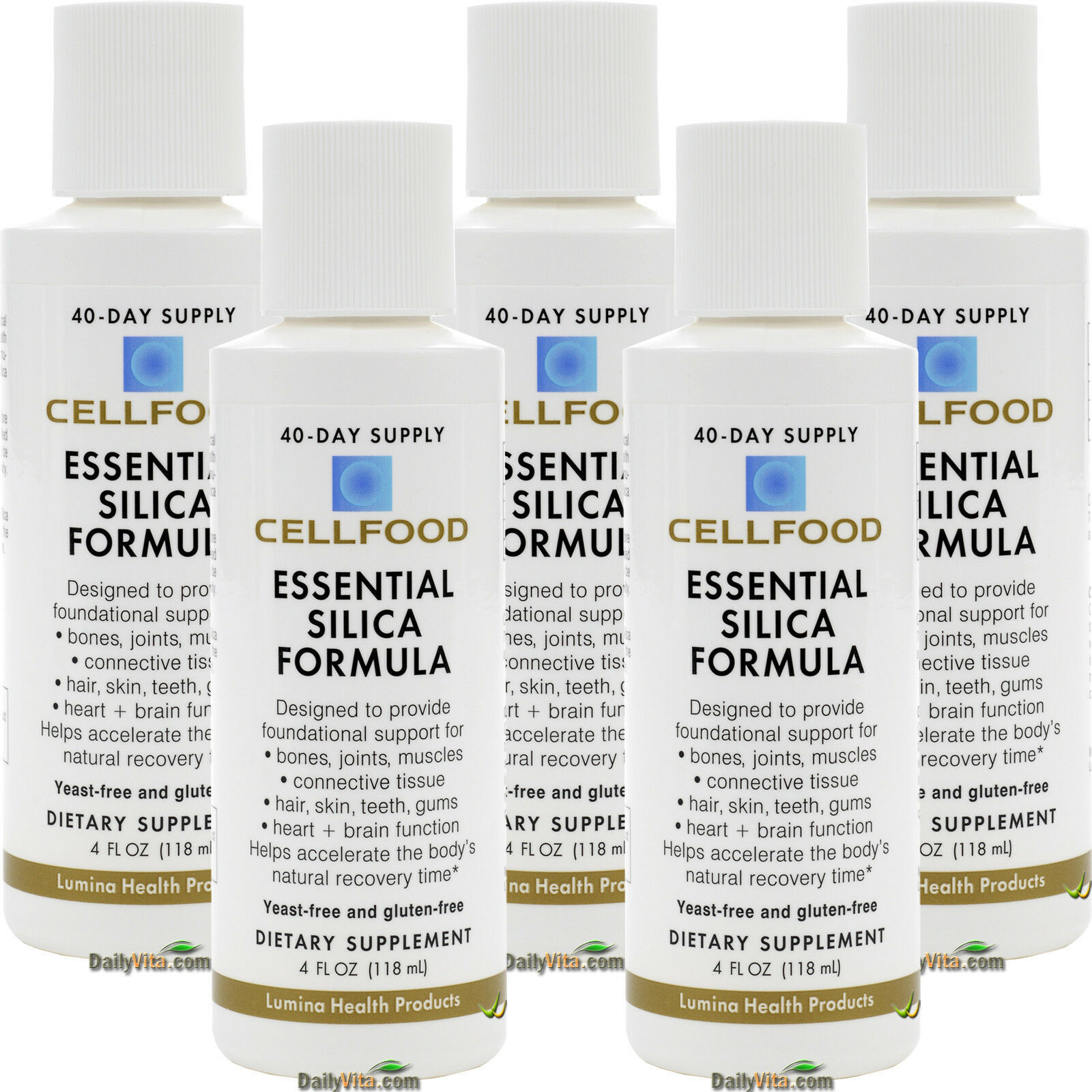 5 Bottles Cellfood Essential Silica Formula 4 Oz by Lumina Health