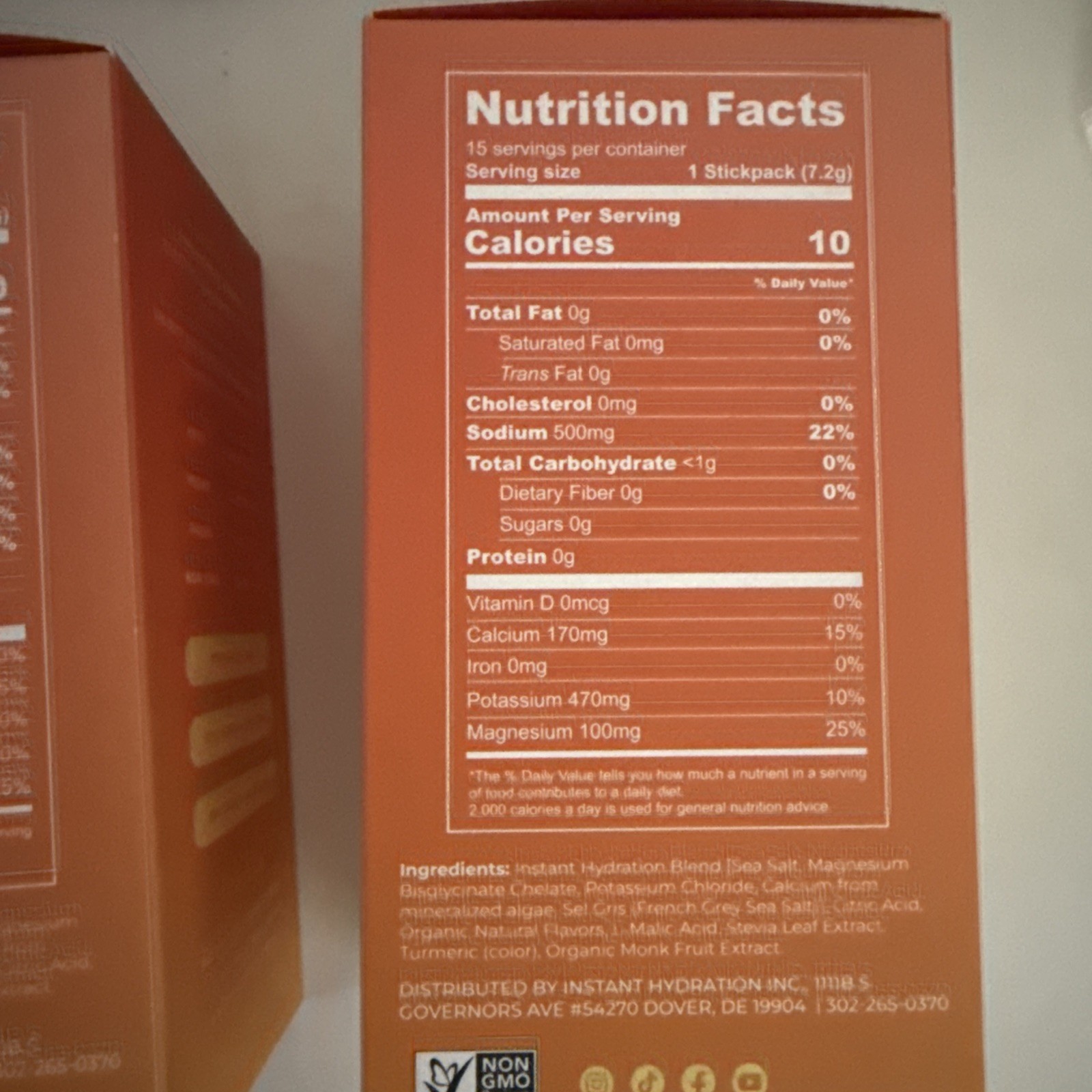Instant Hydration Powder Packets – 2 Boxes OF 15 each TOTAL 30, PEACH/PINEAPPLE